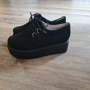 Rose G black platform creepers